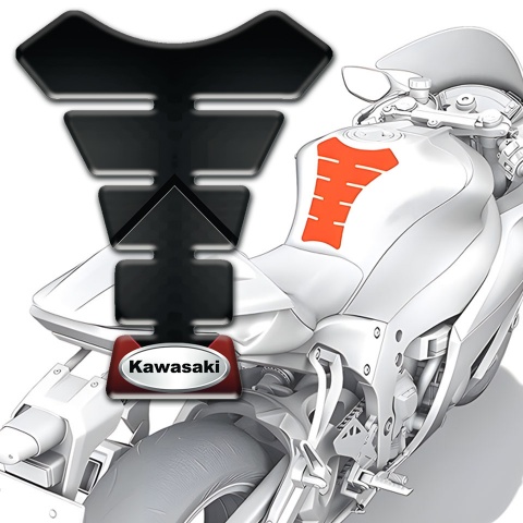 Kawasaki Tank Protector dark Design wth Silver Oval Logo 