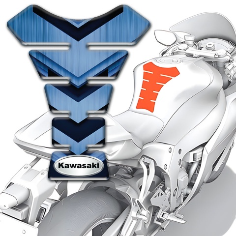 Kawasaki Tank Pad Protector Navy Blue Details Design Oval Logo 