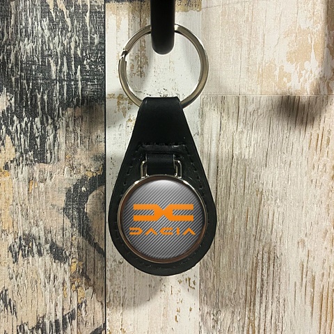 Dacia Keychain Leather Light Carbon Orange Edition