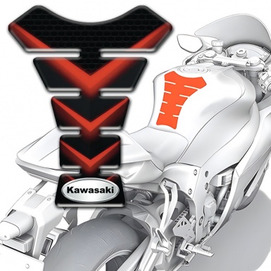Kawasaki Tank Pad Motorbike Red V Shape Lights Print 