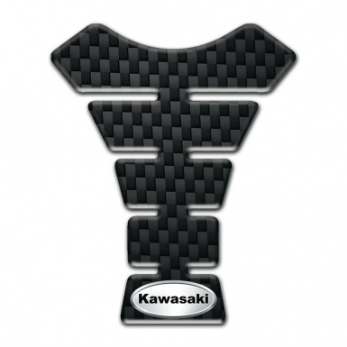Kawasaki Tank Pad Protector Black Fibers Style Oval logo 