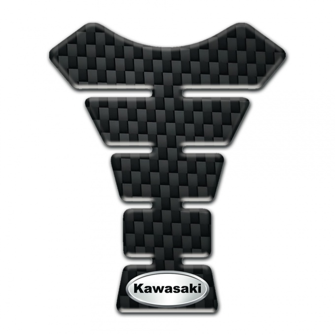 Kawasaki Tank Pad Protector Black Fibers Style Oval logo 