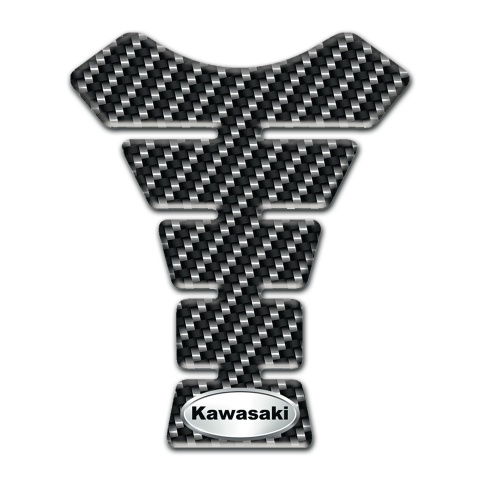 Kawasaki Tank Fuse Style Dark Carbon and Oval Silver Logo 
