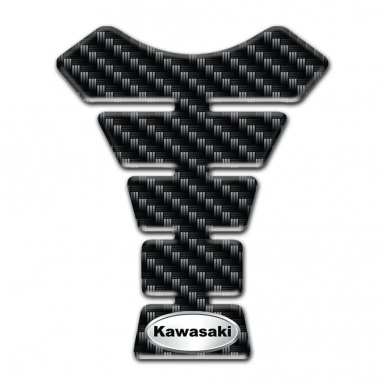 Kawasaki Tank Pad Motorbike Black Carbon Design Oval Logo 