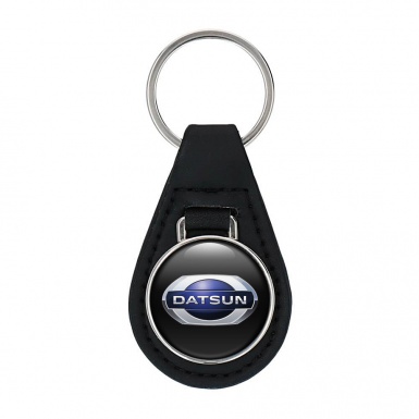 Datsun Keyring Holder Leather Black Silver Blue Edition