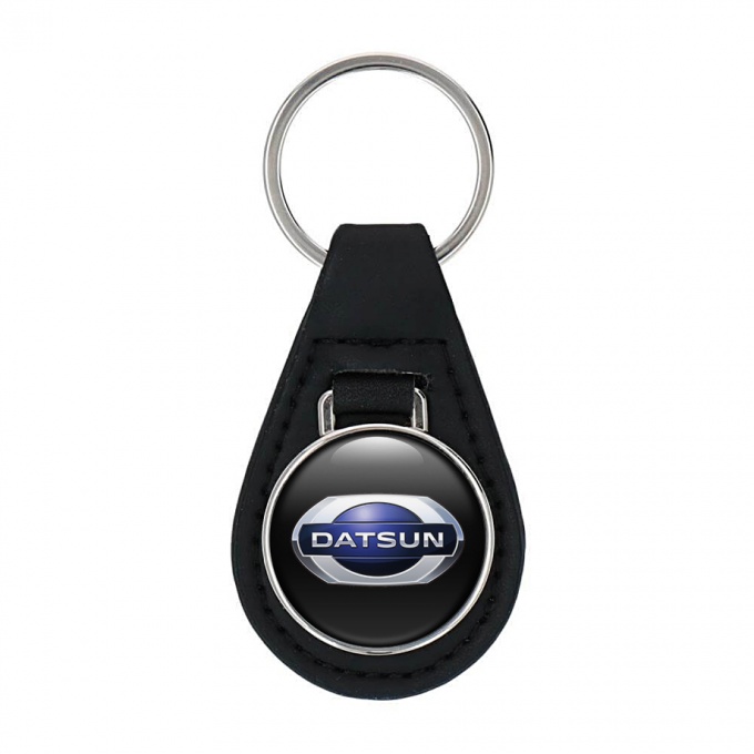Datsun Keyring Holder Leather Black Silver Blue Edition