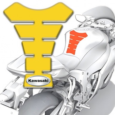Kawasaki Tank Pad Motorbike Yellow Print Oval Logo Style 