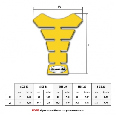 Kawasaki Tank Pad Motorbike Yellow Print Oval Logo Style 
