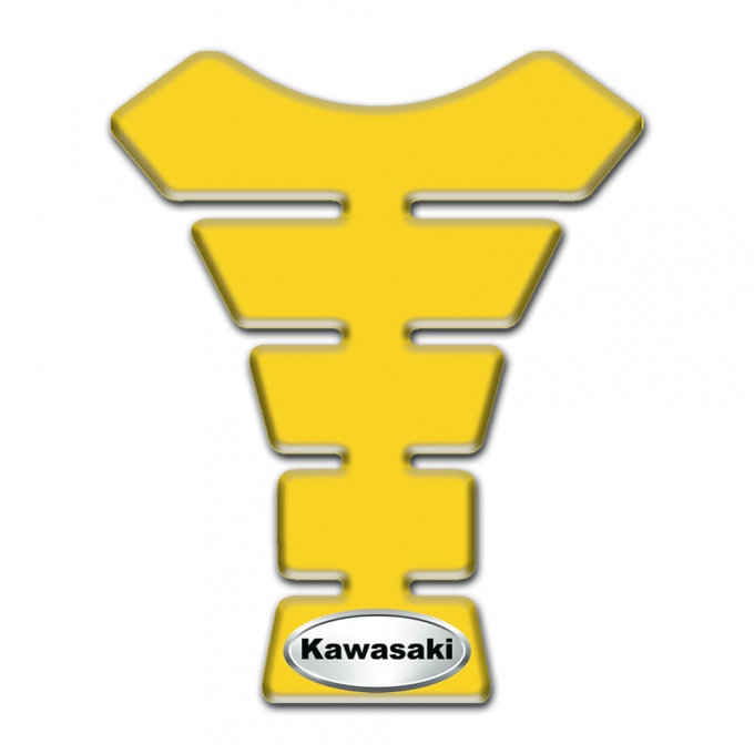 Kawasaki Tank Pad Motorbike Yellow Print Oval Logo Style 
