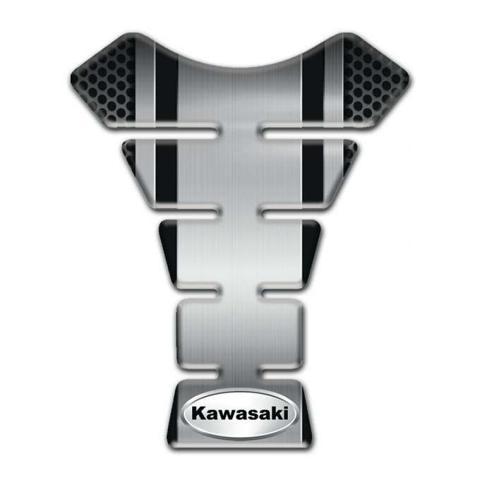 Kawasaki Tank Fuse Style Gray Panel Base Oval silver Logo 