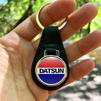 Datsun Leather Keychain White Multicolor Design