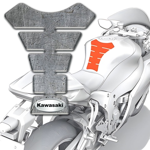 Kawasaki Tank Pad Motorbike Stone Effect Base Oval Logo Style 