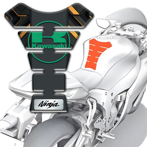 Kawasaki Tank Protector Ninja Edition Black yellow Parts Base Green logo