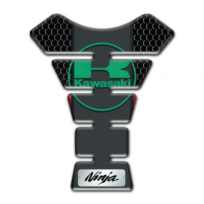 Kawasaki Tank Fuse Black Scaly Design Green Logo 
