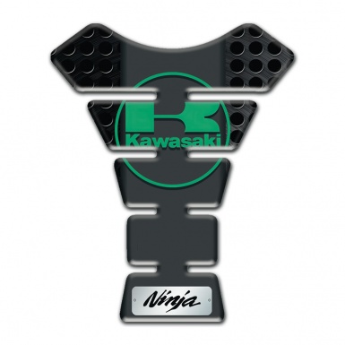 Kawasaki Tank Pad Protector Perforated Black base Green logo 
