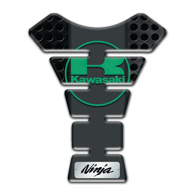 Kawasaki Tank Pad Protector Perforated Black base Green logo 