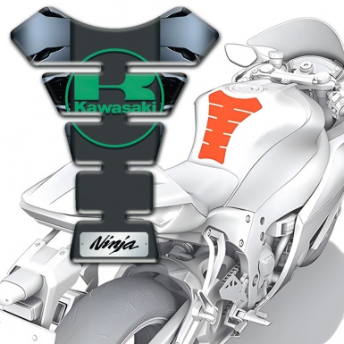 Kawasaki Tank Guard Pads Torn Base Effect Green Logo 