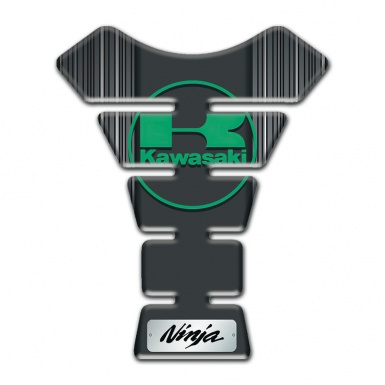 Kawasaki Tank Protector Gray Background with White Stripes Design Green Logo Style 