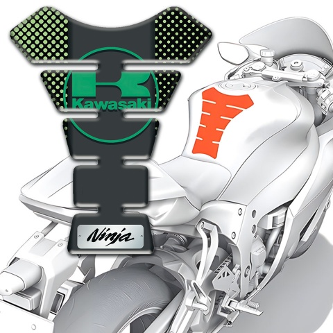 Kawasaki Tank Guard Pads Green Dots background 