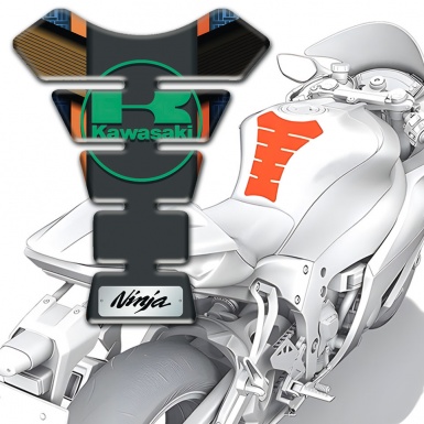 Kawasaki Tank Pad Motorbike Orange Brown Base Details Green Logo Style 