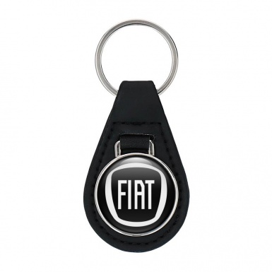 Fiat Keyring Holder Leather Black White Classic