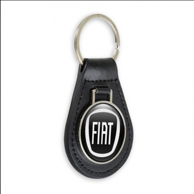 Fiat Keyring Holder Leather Black White Classic