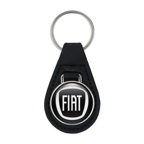 Fiat Keyring Holder Leather Black White Classic