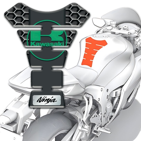 Kawasaki Tank Guard Pads Honeycomb Design Green Logo Style 