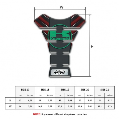 Kawasaki Tank Pad Protector Red Base with Nikel Details Design 