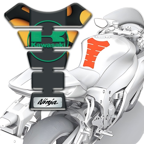 Kawasaki Tank Pad Motorbike Yellow Black Print Ninja edition 