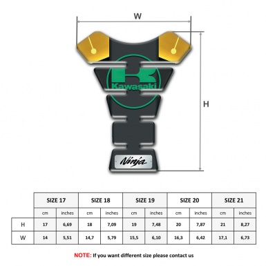 Kawasaki Tank Pad Protector Black Yellow Base Print Green Logo Design 