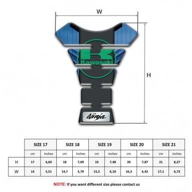 Kawasaki Tank Guard Pads Navy Blue Base Motive Green Logo Style 