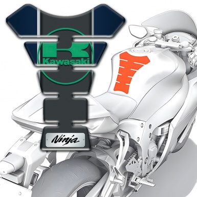 Kawasaki  Tank Guard Pads Blue Base Ninja Style 