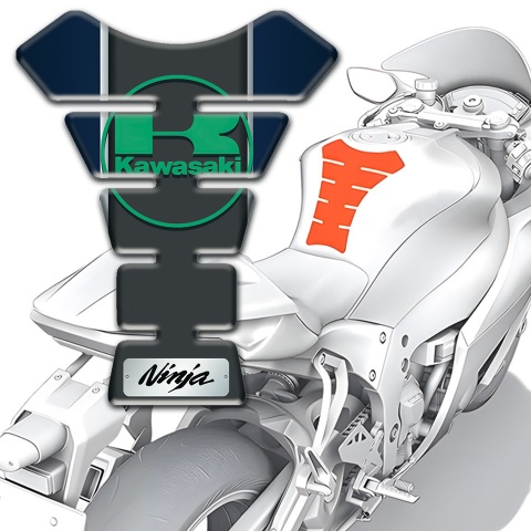 Kawasaki  Tank Guard Pads Blue Base Ninja Style 