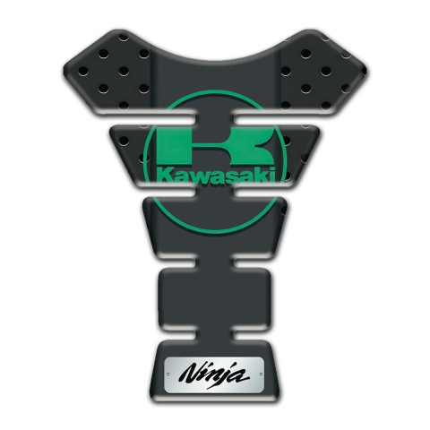 Kawasaki Tank Pad Motorbike Perforated Rubber Effect Green Logo 