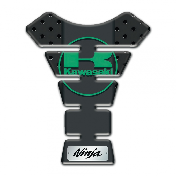 Kawasaki Tank Pad Motorbike Perforated Rubber Effect Green Logo 