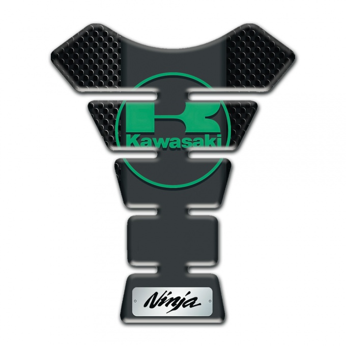 Kawasaki Tank Guard Pads Black Flakes Design Green Logo 
