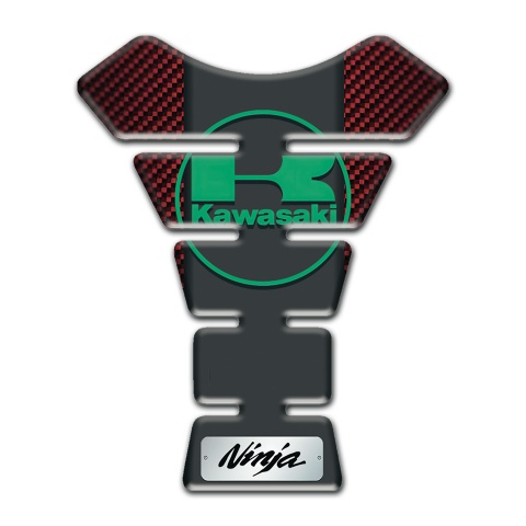 Kawasaki Tank Pad Protector Red Carbon Design Green Logo 