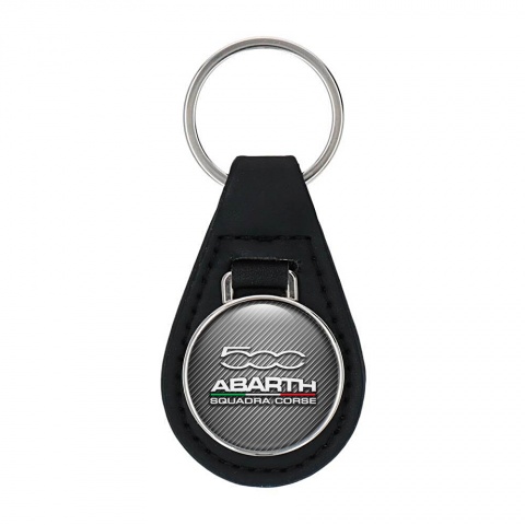 Fiat Key Fob Leather Black White Circle Design Keychains Accessories X Sticker