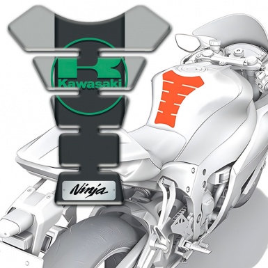 Kawasaki Tank Pad Motorbike Gray Base Green Logo 