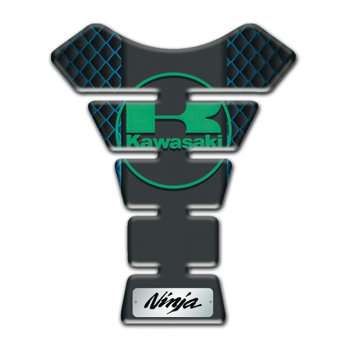 Kawasaki  Tank Pad Protector Blue Mesh base Green logo 