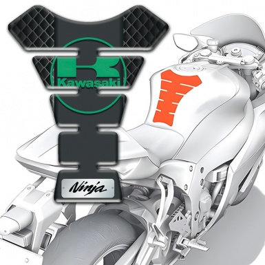 Kawasaki Tank Fuse Dark Mesh Base Design Green Logo 