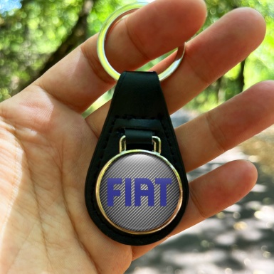 Fiat Keyring Holder Leather Carbon Blue Design