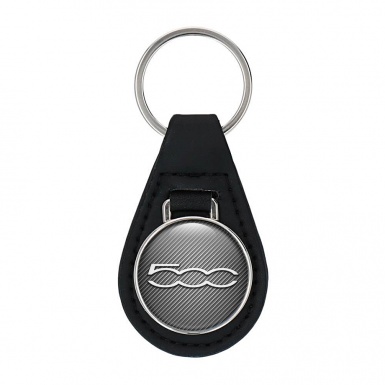 Fiat 500 Leather Keychain Light Carbon Design