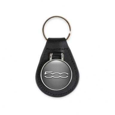 Fiat 500 Leather Keychain Light Carbon Design