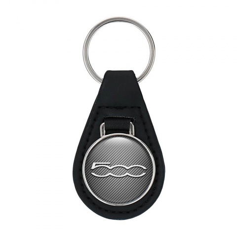 Fiat 500 Leather Keychain Light Carbon Design