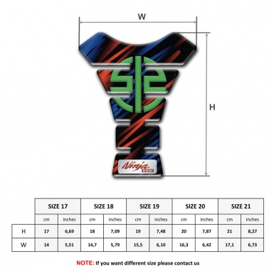 Kawasaki Tank Pad Motorbike Red Blue Patterns and Green Symbol logo Style 