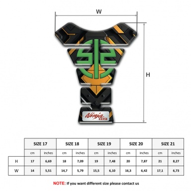 Kawasaki Tank Guard Pads Ninja Style Yellow Rombus Design 
