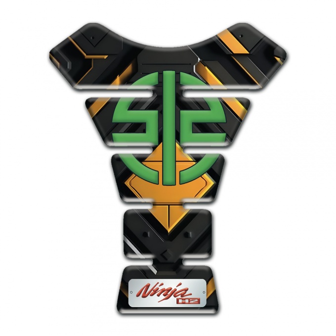 Kawasaki Tank Guard Pads Ninja Style Yellow Rombus Design 