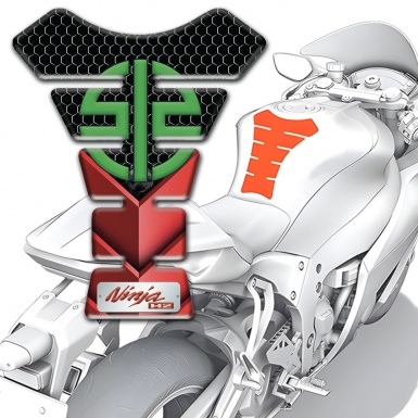 Kawasaki Tank Pad Motorbike Red Black Base Green Symbol Logo 